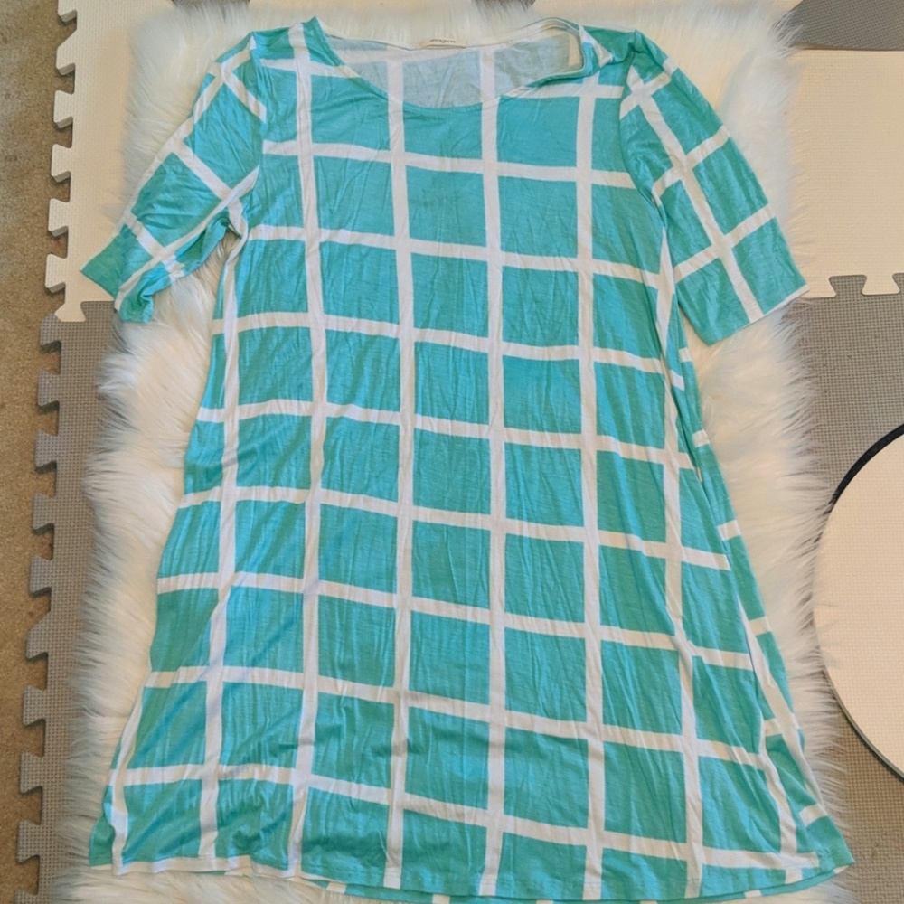 Teal checkered tunic/dress
